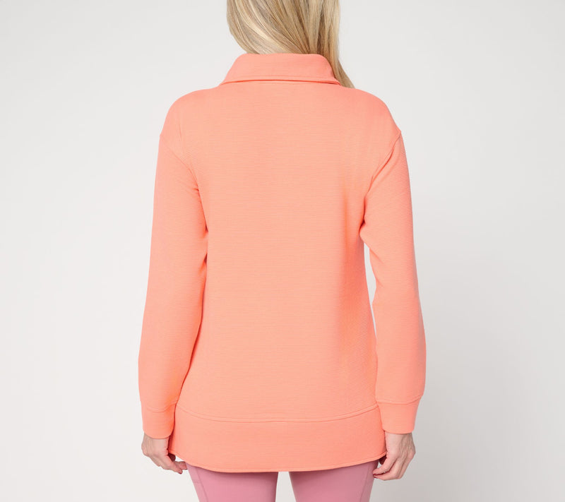 Belle Body by Kim Gravel Ottoman Rib Half Zip Top — View 4