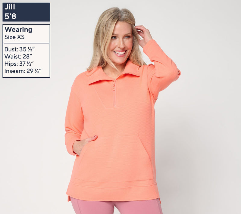 Belle Body by Kim Gravel Ottoman Rib Half Zip Top — View 3