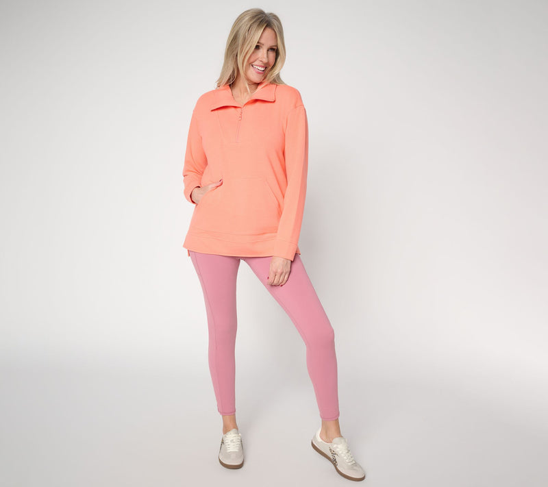 Belle Body by Kim Gravel Ottoman Rib Half Zip Top — View 5