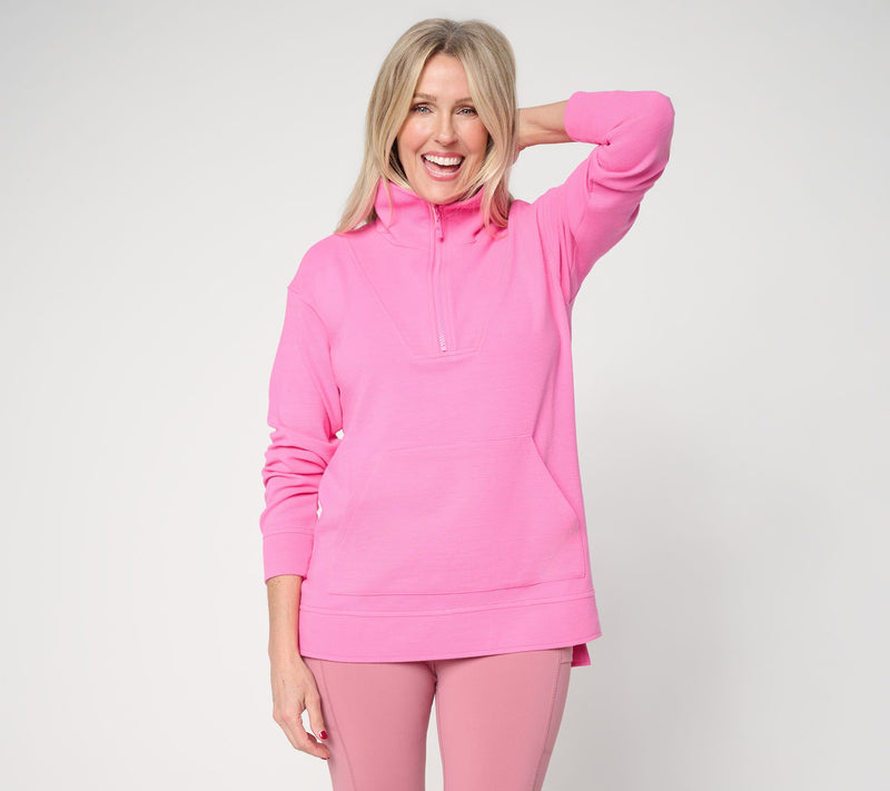 Belle Body by Kim Gravel Ottoman Rib Half Zip Top — View 15