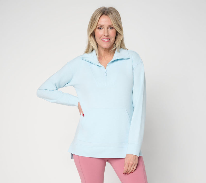 Belle Body by Kim Gravel Ottoman Rib Half Zip Top — View 18