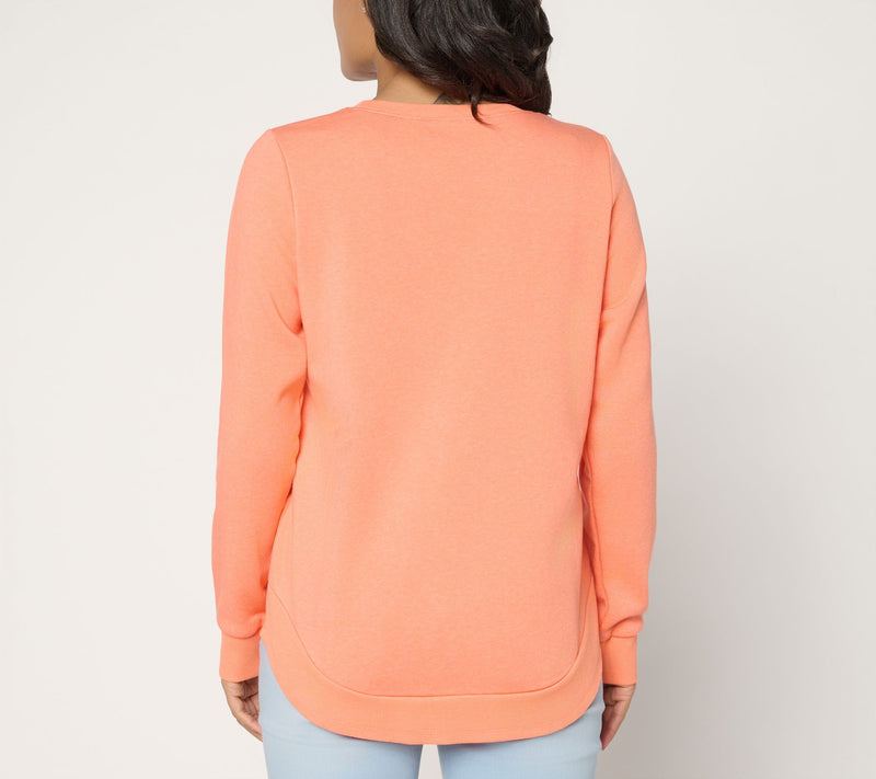 Belle Body by Kim Gravel Sponge Fleece Smile Hem Sweatshirt — View 4