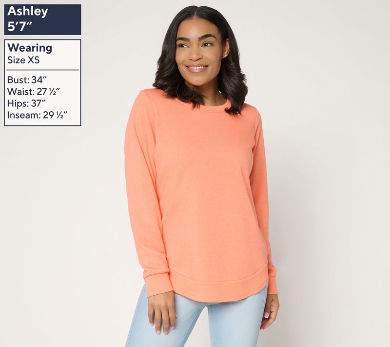 Belle Body by Kim Gravel Sponge Fleece Smile Hem Sweatshirt — View 3