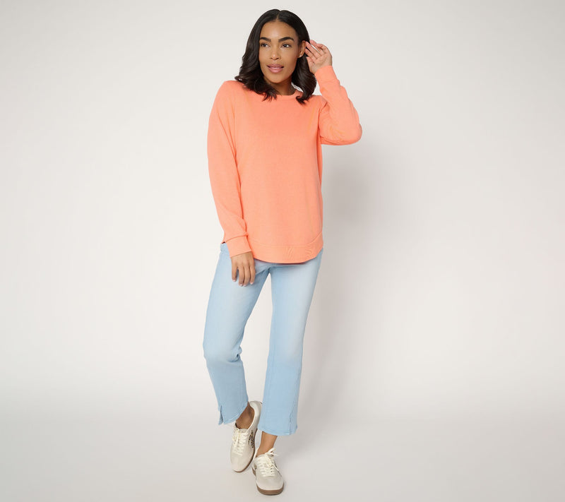 Belle Body by Kim Gravel Sponge Fleece Smile Hem Sweatshirt — View 5