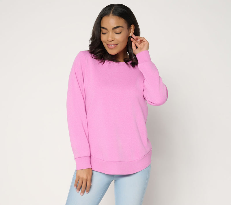Belle Body by Kim Gravel Sponge Fleece Smile Hem Sweatshirt — View 15