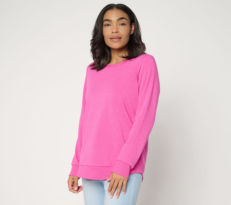 Belle Body by Kim Gravel Sponge Fleece Smile Hem Sweatshirt — View 16