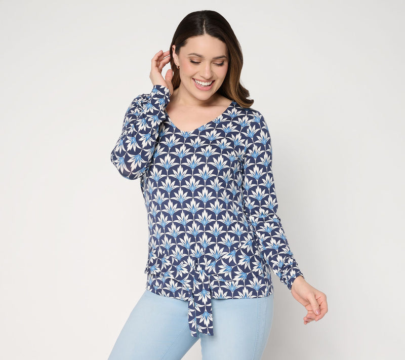 Belle Boho by Kim Gravel Rayon Spandex Lotus Petals Side Tie Top — View 11