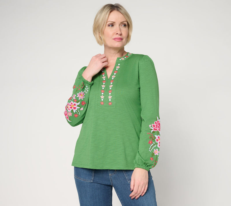 Belle Boho by Kim Gravel Artisan Threads Embroidered Top — Main view
