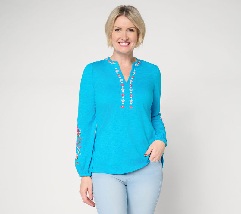 Belle Boho by Kim Gravel Artisan Threads Embroidered Top — View 15