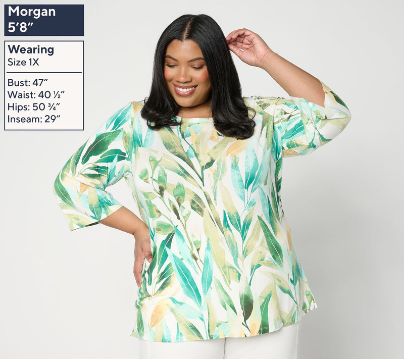 Belle by Kim Gravel Rayon Spandex Garden Whispers Floral Top — View 2