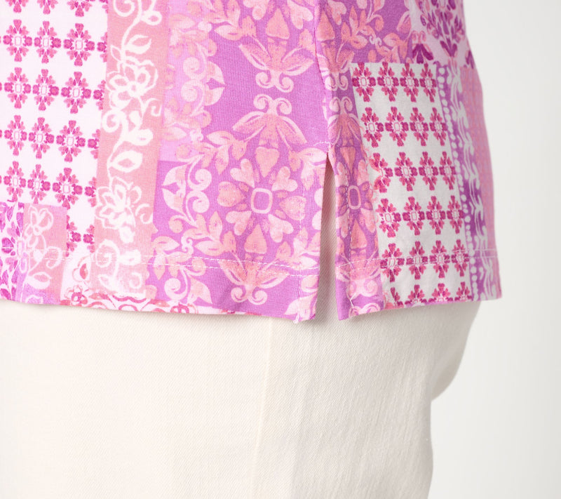 Belle by Kim Gravel Rayon Spandex Patchwork Popover Blouse — View 6
