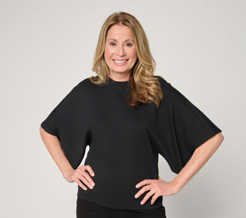 Carla Rockmore Collection 100% Cotton Crew Neck Batwing Slv Tee — View 12