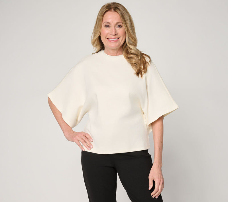 Carla Rockmore Collection 100% Cotton Crew Neck Batwing Slv Tee — View 13