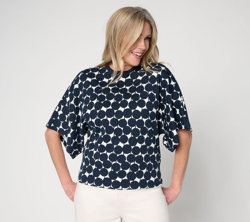 Carla Rockmore Collection 100% Cotton Crew Neck Batwing Slv Tee — View 14