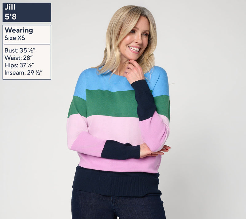 Carla Rockmore Collection Seasonless Yarn Color Block Sweater — View 5