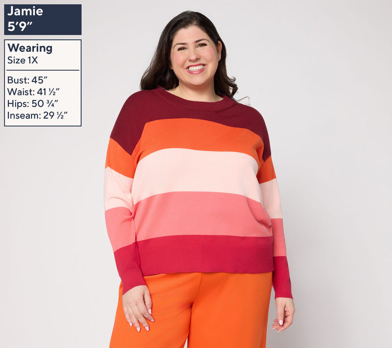 Carla Rockmore Collection Seasonless Yarn Color Block Sweater — View 4