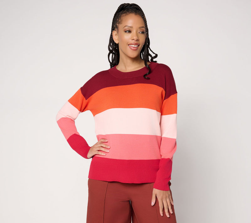 Carla Rockmore Collection Seasonless Yarn Color Block Sweater — View 3