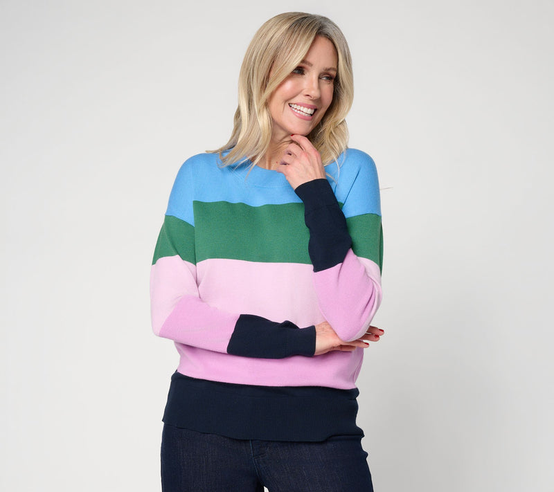 Carla Rockmore Collection Seasonless Yarn Color Block Sweater — View 12