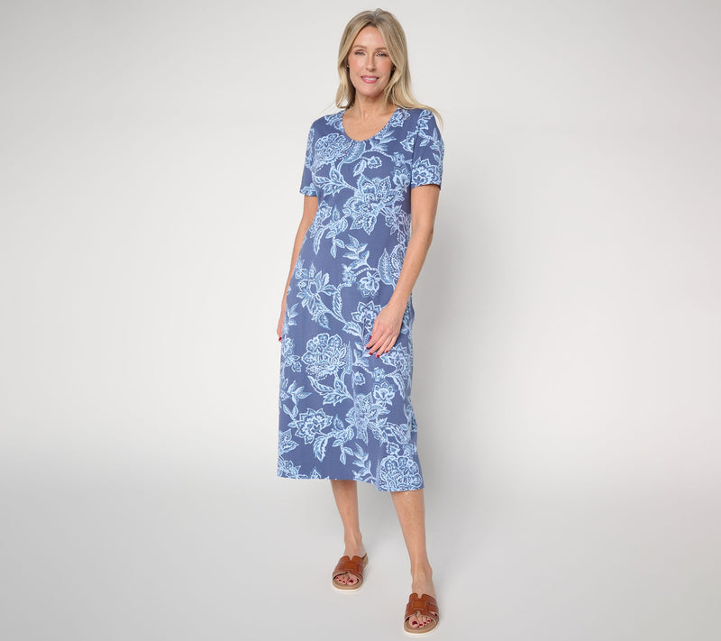 Denim & Co. Beach Jersey Petite Midi Dress with Pockets — View 9