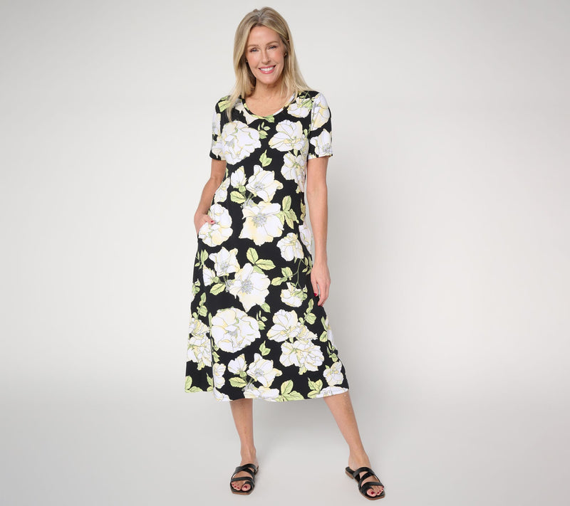 Denim & Co. Beach Jersey Petite Midi Dress with Pockets — View 5