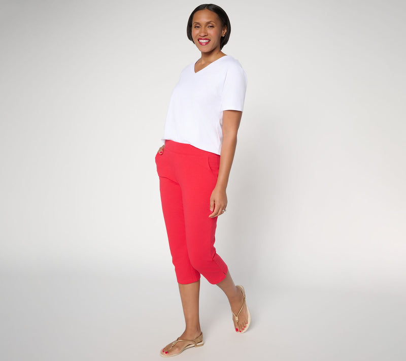 Denim & Co. Petite Duo Stretch Capri Pants with Pockets — View 11