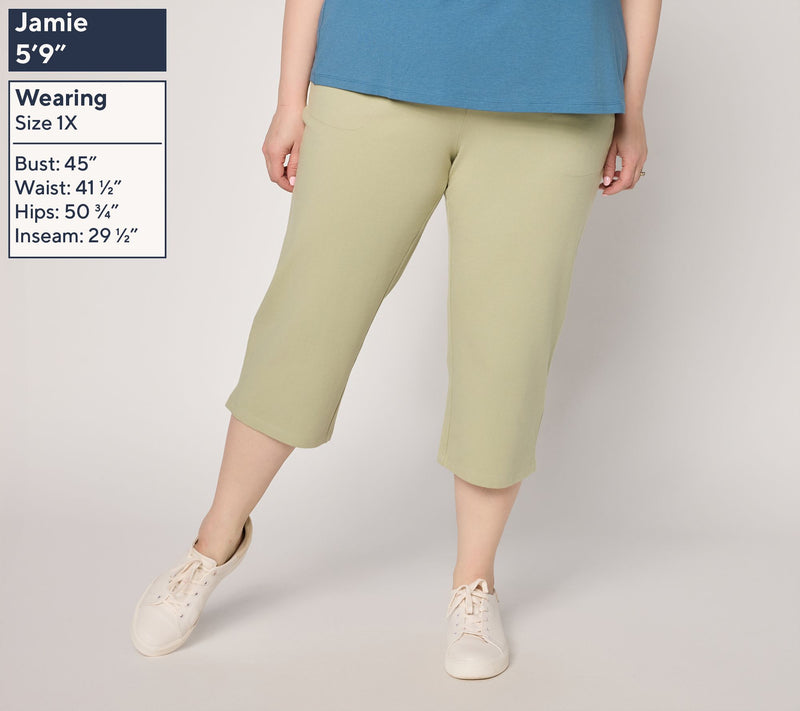 Denim & Co. Petite Duo Stretch Capri Pants with Pockets — View 8