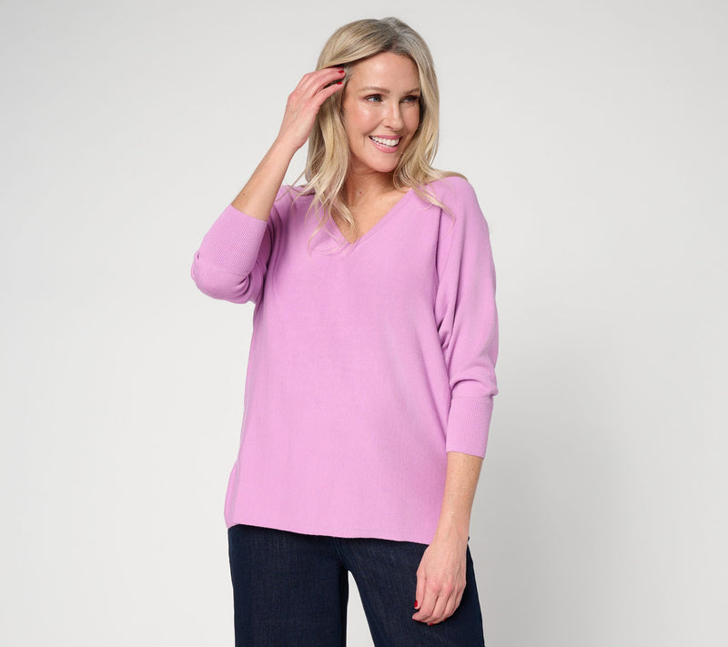 Carla Rockmore Collection Seasonless Yarn Dolman Sleeve V-Neck Sweater — Main view