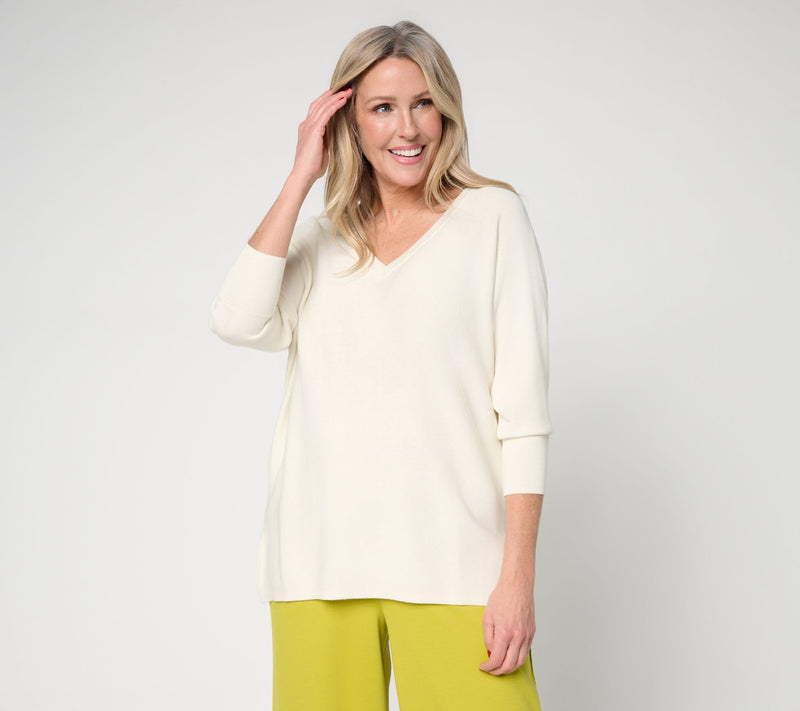 Carla Rockmore Collection Seasonless Yarn Dolman Sleeve V-Neck Sweater — View 11