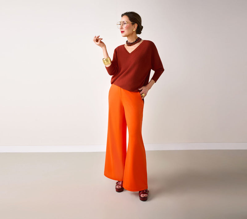 Carla Rockmore Collection Seasonless Yarn Dolman Sleeve V-Neck Sweater — View 5