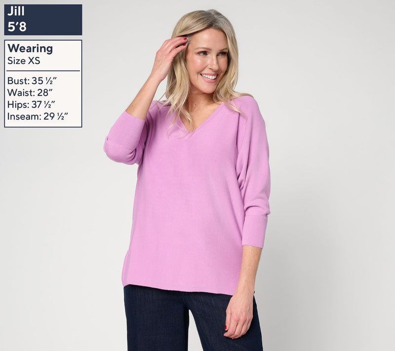 Carla Rockmore Collection Seasonless Yarn Dolman Sleeve V-Neck Sweater — View 2