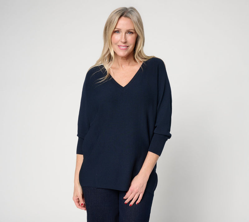 Carla Rockmore Collection Seasonless Yarn Dolman Sleeve V-Neck Sweater — View 13