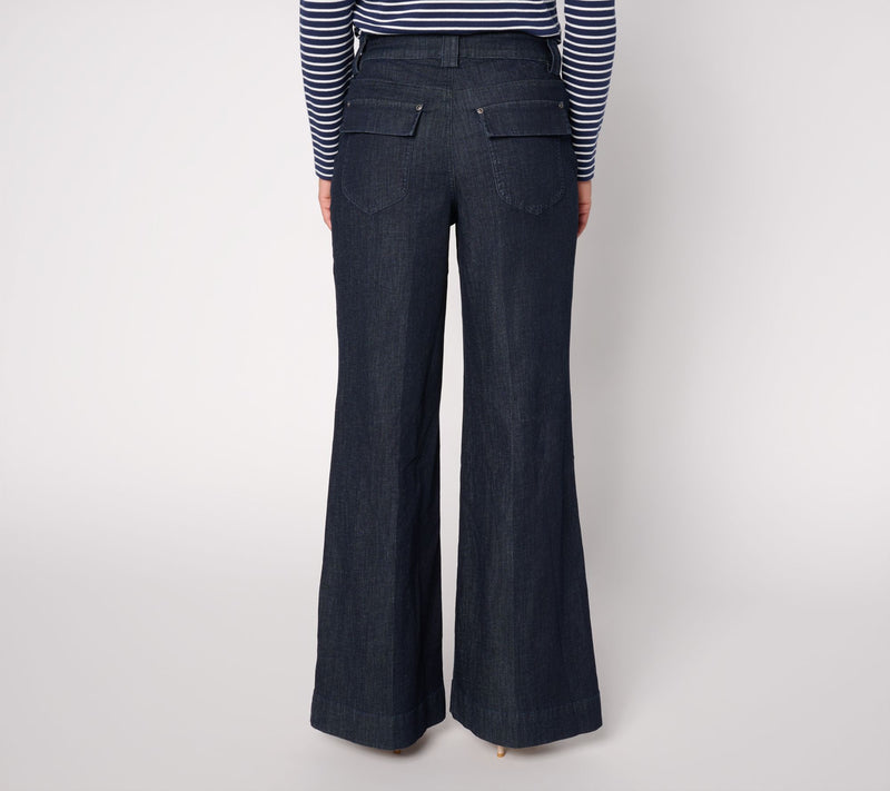NYDJ Palazzo Wide Leg Jeans with D-Ring Belt — View 7