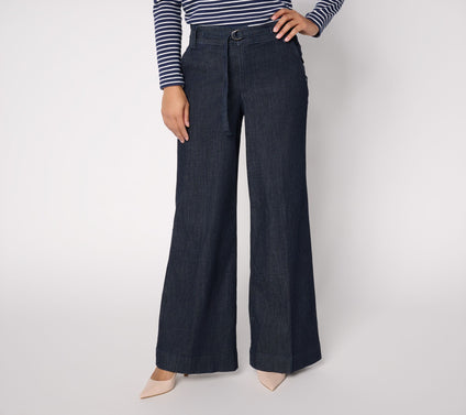 NYDJ Palazzo Wide Leg Jeans with D-Ring Belt