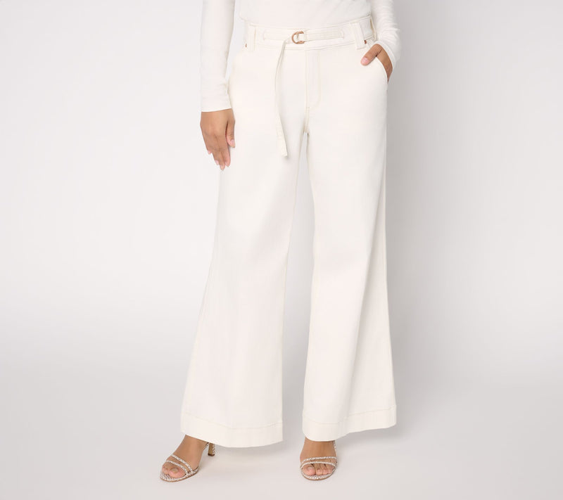 NYDJ Palazzo Wide Leg Jeans with D-Ring Belt — View 5