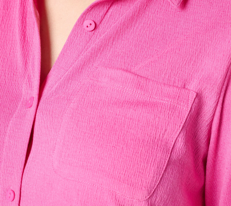 Denim & Co. Beach Knit Gauze Button-Front Big Shirt — View 6