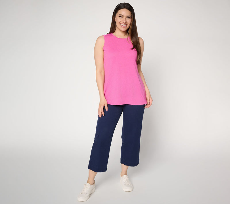 Denim & Co. Essentials Textured Knit Round Neck Tank Top — View 5