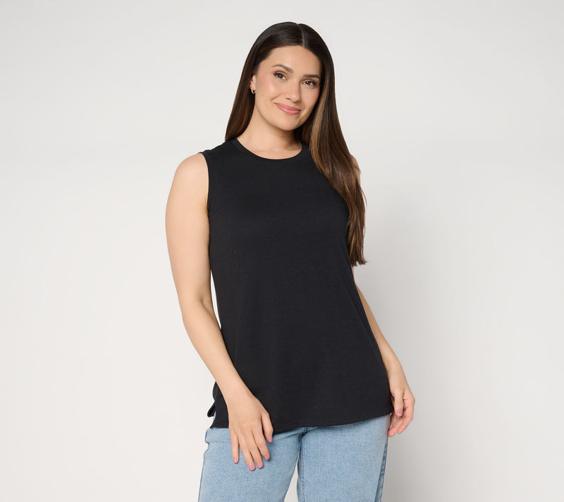 Denim & Co. Essentials Textured Knit Round Neck Tank Top — View 12