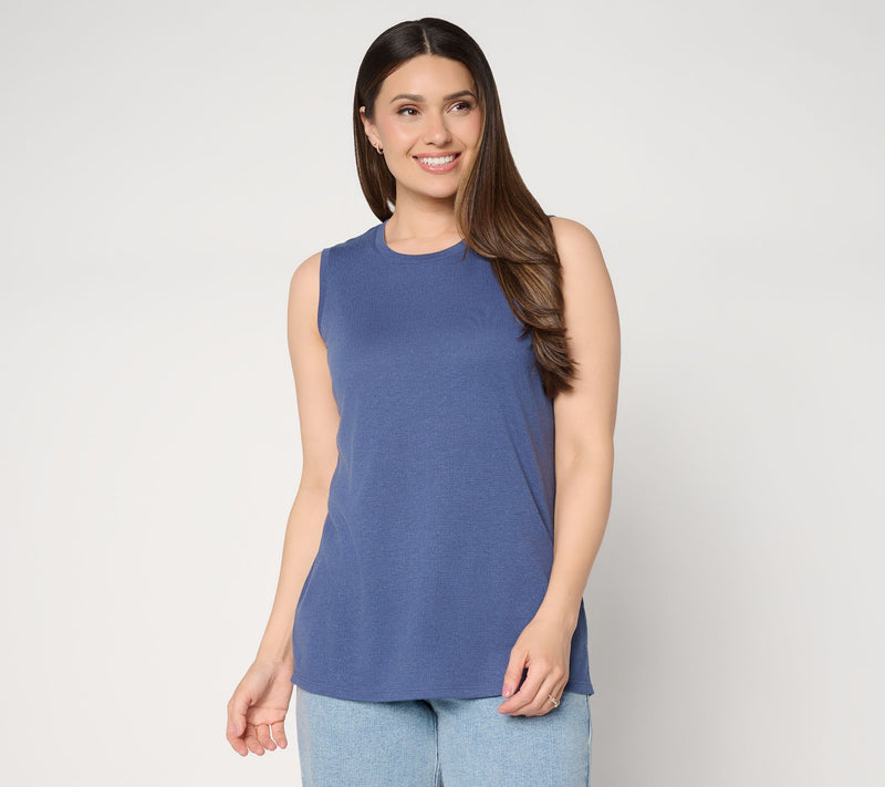 Denim & Co. Essentials Textured Knit Round Neck Tank Top — View 14