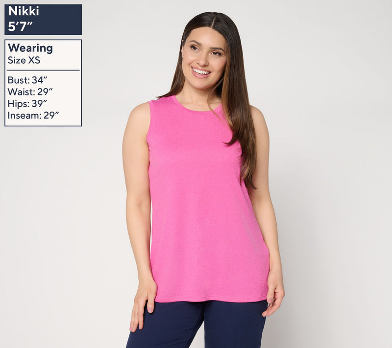 Denim & Co. Essentials Textured Knit Round Neck Tank Top — View 3