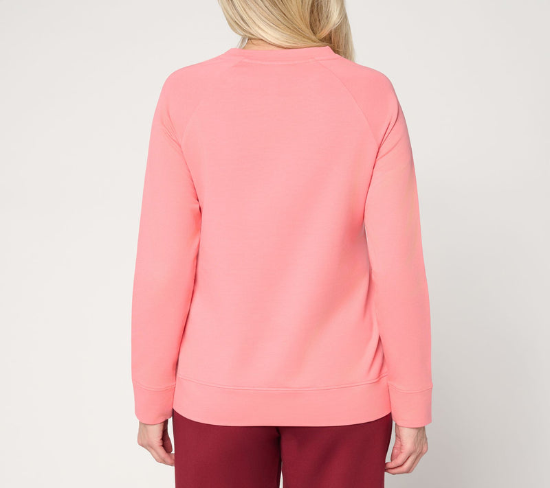 Denim & Co. French Terry Raglan Zip Crew Neck Pullover Top — View 4