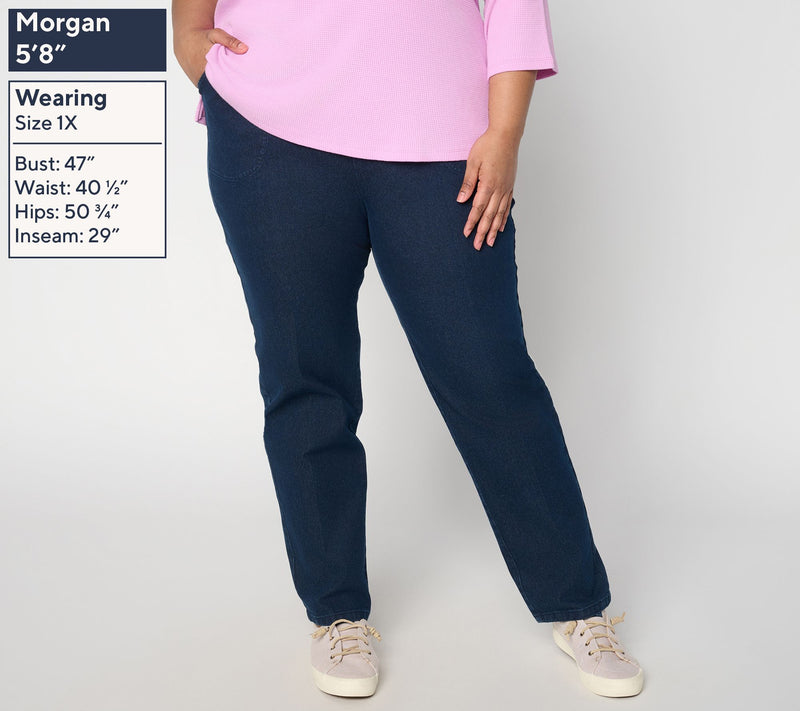 Denim & Co. Regular Indigo Flat Front Side Pocket Pants w/ Front Crease — View 2