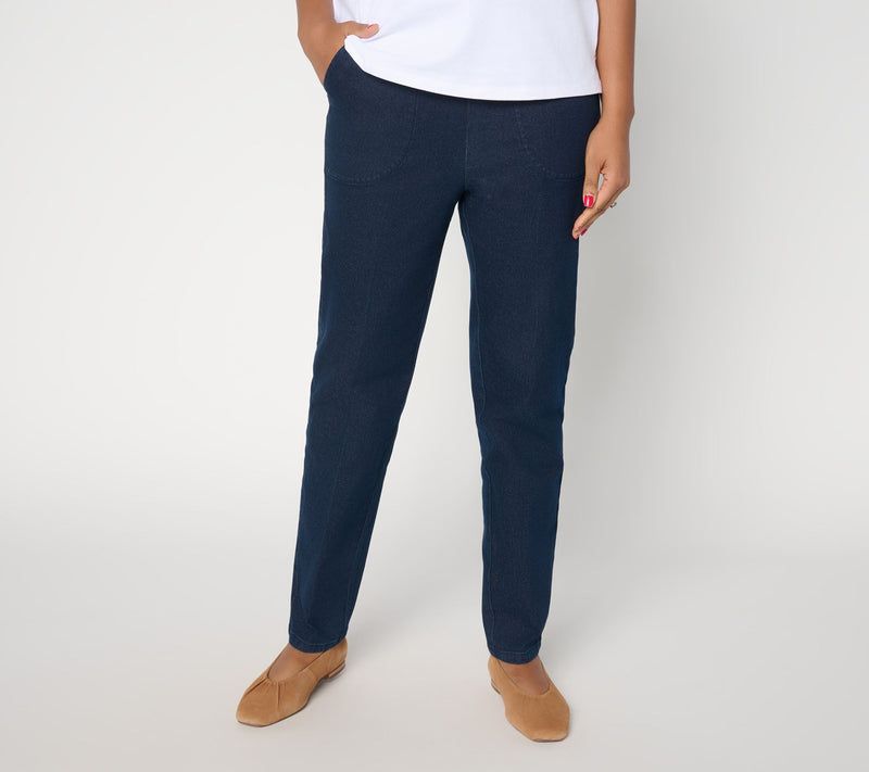 Denim & Co. Regular Indigo Flat Front Side Pocket Pants w/ Front Crease — View 10