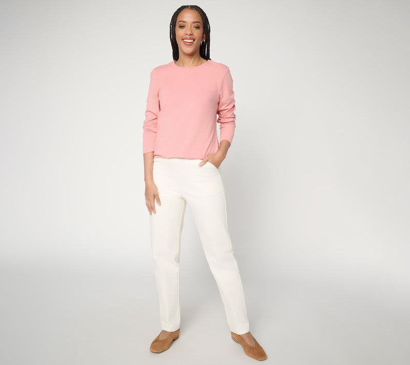 Denim & Co. Petite Color Flat Front Side Pocket Pants w/ Front Crease — View 6