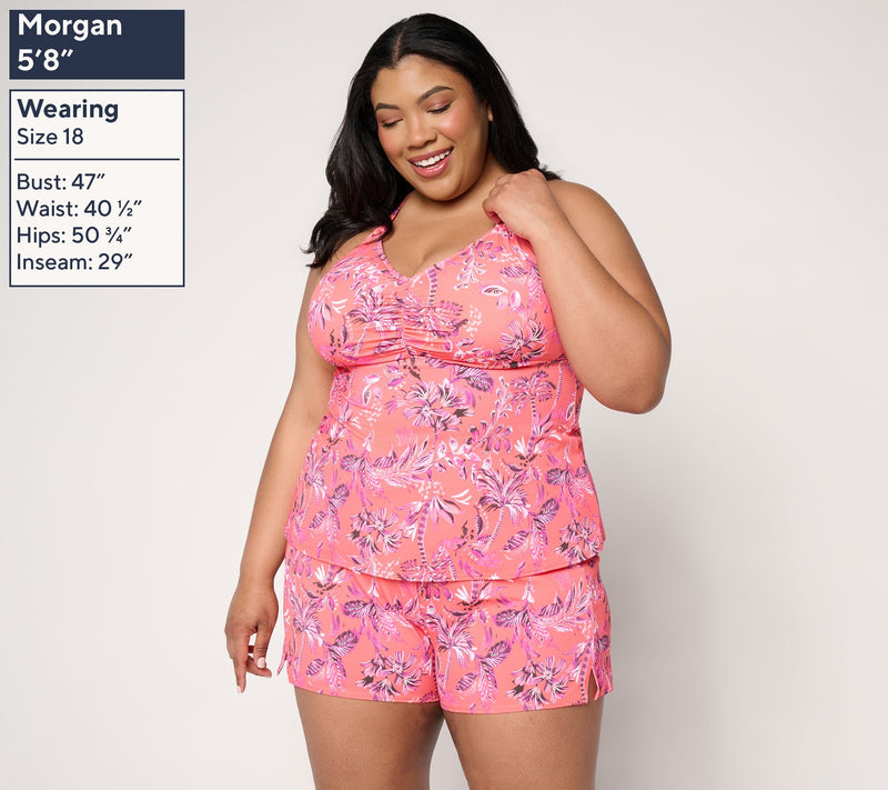 Denim & Co. Beach V-Neck Tankini Top and Shorts Set — View 2