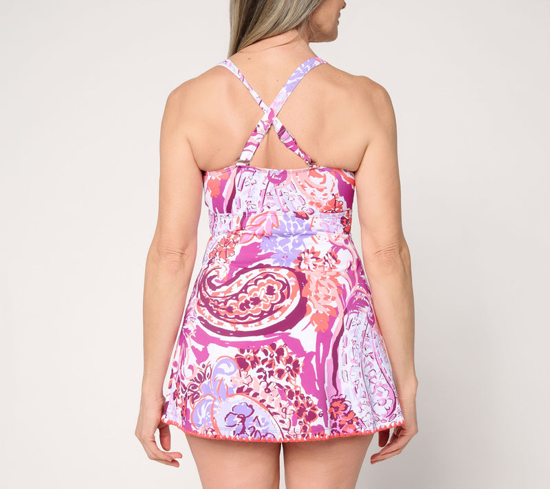 Denim & Co. Beach Square Neck Swim Dress with Separate Brief — View 4