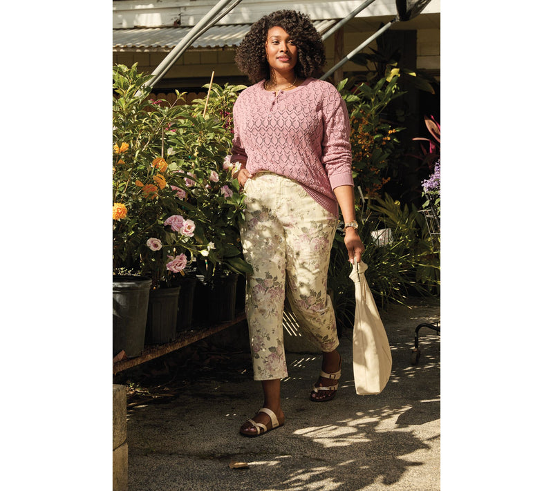 Me by Jennie Garth Slouchy Pointelle Henley Sweater — View 8