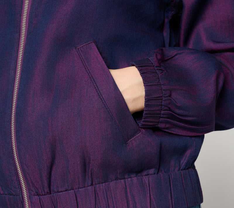 Mally Roncal Seam Detail Chambray Zip Front Jacket — View 6