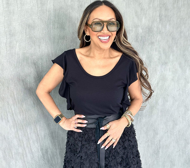 Mally Roncal TwoWay Neckline Flutter to Flatter Knit Top — View 7