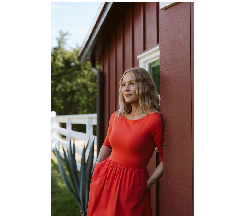 Me by Jennie Garth Petite Mixed Media 3/4 Slv Midi Dress — View 11