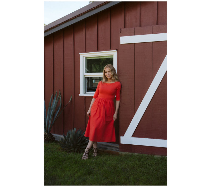 Me by Jennie Garth Petite Mixed Media 3/4 Slv Midi Dress — View 6